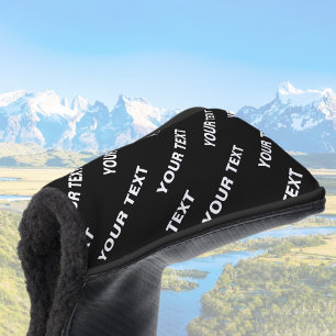 Vet herhalende bewerkbare naam Eenvoudig zwart w Golfheadcover