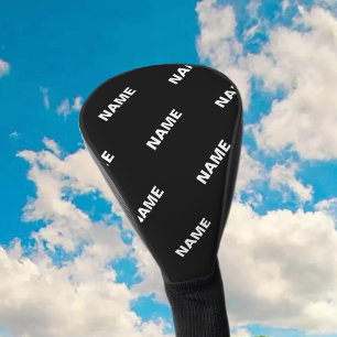 Vet Herhalende bewerkbare naam   Eenvoudig zwart w Golfheadcover