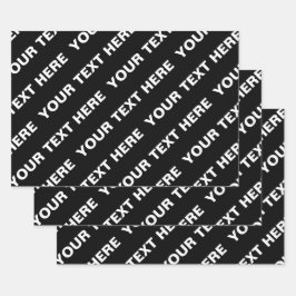 Vet Herhalende bewerkbare naam | Eenvoudig zwart w Inpakpapier Vel