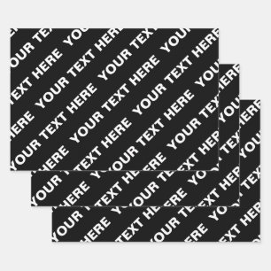 Vet Herhalende bewerkbare naam   Eenvoudig zwart w Inpakpapier Vel