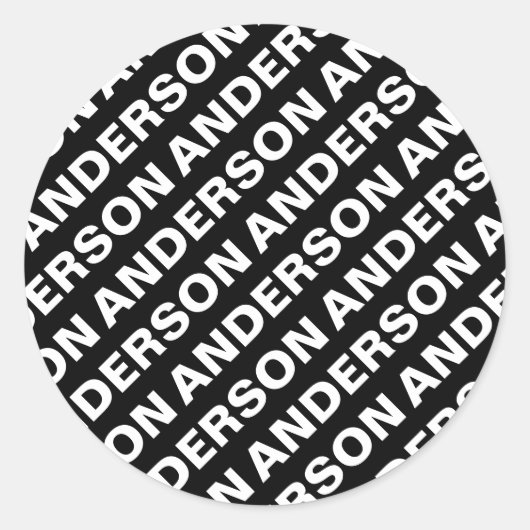 Vet Herhalende bewerkbare naam | Eenvoudig zwart w Ronde Sticker (Voorkant)