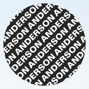 Vet Herhalende bewerkbare naam Eenvoudig zwart w Ronde Sticker