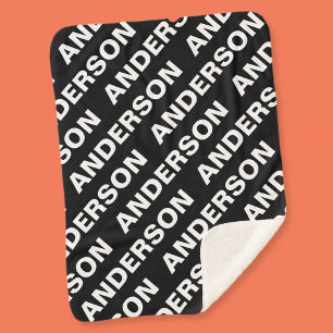 Vet Herhalende bewerkbare naam   Eenvoudig zwart w Sherpa Deken