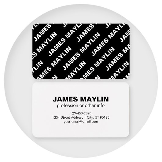 Vet Herhalende bewerkbare naam | Eenvoudig zwart w Visitekaartje