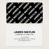 Vet Herhalende bewerkbare naam | Eenvoudig zwart w Visitekaartje (Voorkant /achterkant)