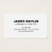 Vet Herhalende bewerkbare naam | Eenvoudig zwart w Visitekaartje (Achterkant)