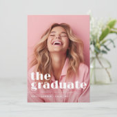 Vet HET AFSTUDEREN Twee foto AFSTUDEREN Aankondiging (Staand voorkant)