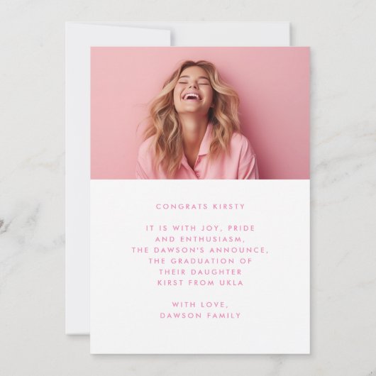 Vet HET AFSTUDEREN Twee foto AFSTUDEREN Aankondiging (Achterkant)