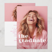 Vet HET AFSTUDEREN Twee foto AFSTUDEREN Aankondiging (Voorkant / Achterkant)