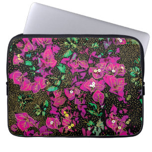 Vet hete roze Bougainvillea Stippenpatroon Laptop Sleeve