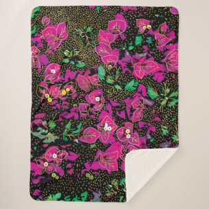 Vet hete roze Bougainvillea Stippenpatroon Sherpa Deken