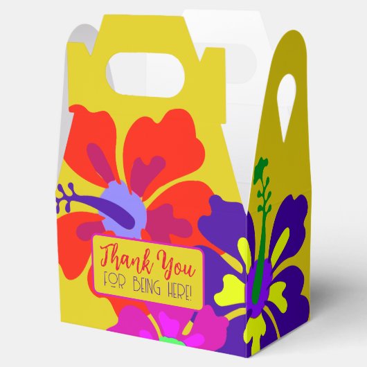 Vet Hibiscus Bloemen Bedankt Party Favor Boxes Bedankdoosjes (Geopend)