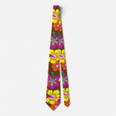 Vet Hibiscus Bloemmotief Bruine Grooms Stropdas (Voorkant)