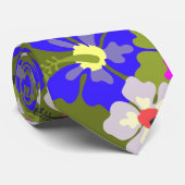 Vet Hibiscus Patroon Leger Groen Bruiloft Stropdas (Opgerold)