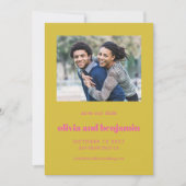Vet Hot Pink Yellow Typografie Moderne foto Save The Date (Voorkant)