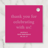 Vet Hot Roze 50ste verjaardag Custom Dank u Bedankjes Labels (Achterkant)