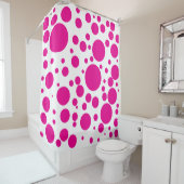 Vet hotroze pooldots - gordijn (In situ)