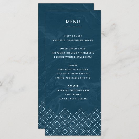 Vet Hues Blue Marble Custom Flat Menu Kaart (Voorkant / Achterkant)