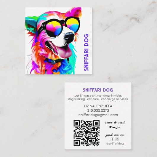 Vet Huisdier Sitter QR Code Square Visitekaartje (Voorkant / Achterkant)