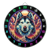 Vet Husky Vista-wandontwerp Dartbord (Voorkant)