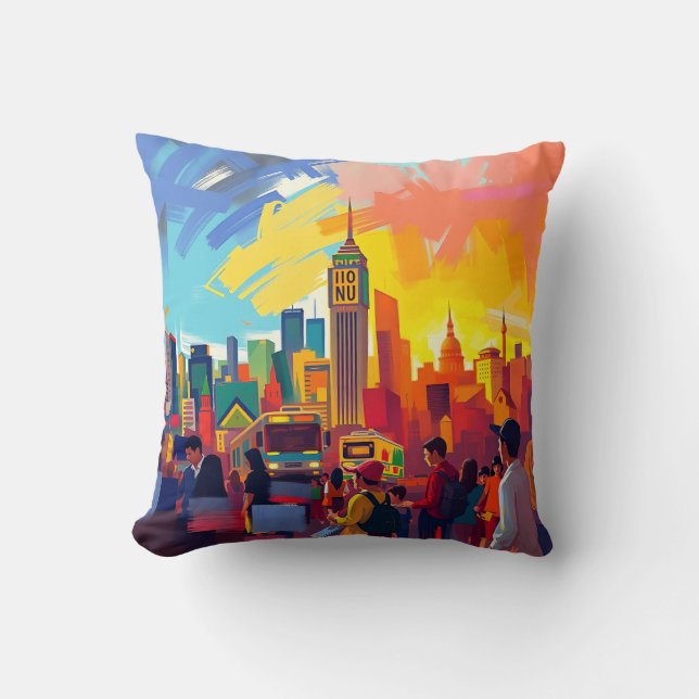 Vet impressionistisch stadsbeeld kussen (Voorkant)