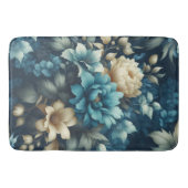 Vet in Blauw & Delicate Cream Bloemen Badmat (Voorkant)