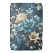 Vet in Blauw & Delicate Cream Bloemen Badmat (Voorkant Verticaal)