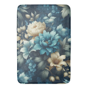 Vet in Blauw & Delicate Cream Bloemen Badmat