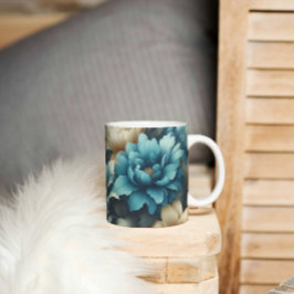 Vet in Blauw & Delicate Cream Bloemen Koffiemok