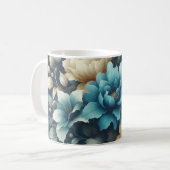 Vet in Blauw & Delicate Cream Bloemen Koffiemok (Voorkant links)