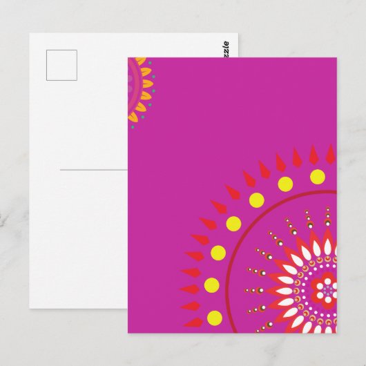 vet india roze decor briefkaart (Voorkant / Achterkant)