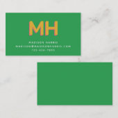 Vet Initiaal Minimalist Classic Retro Groen Visitekaartje (Voorkant / Achterkant)