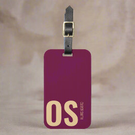 Vet Initiaal Monogram Bourgogne Travel Branding Bagagelabel