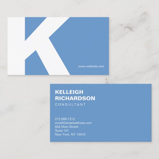 Vet Initiaal Monogram Lichtblauw Visitekaartje (Voorkant / Achterkant)