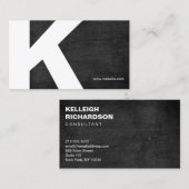 Vet Initiaal Monogram Zwart Hout Visitekaartje (Voorkant / Achterkant)