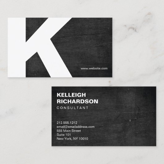 Vet Initiaal Monogram Zwart Hout Visitekaartje (Voorkant / Achterkant)