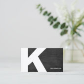 Vet Initiaal Monogram Zwart Hout Visitekaartje (Staand voorkant)