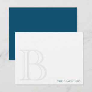 Vet Initiaal Navy Blue Classic Familie Stationery Notitiekaartje