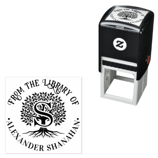 Vet Initiaal over Tree of Life Bibliotheeknaam #2B Zelfinktende Stempel (In situ)