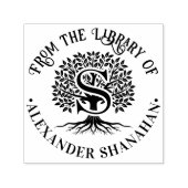 Vet Initiaal over Tree of Life Bibliotheeknaam #2B Zelfinktende Stempel (Design)