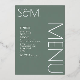 Vet Initiaal Weddenschap geperste Silver Menu-kaar Folie Uitnodiging