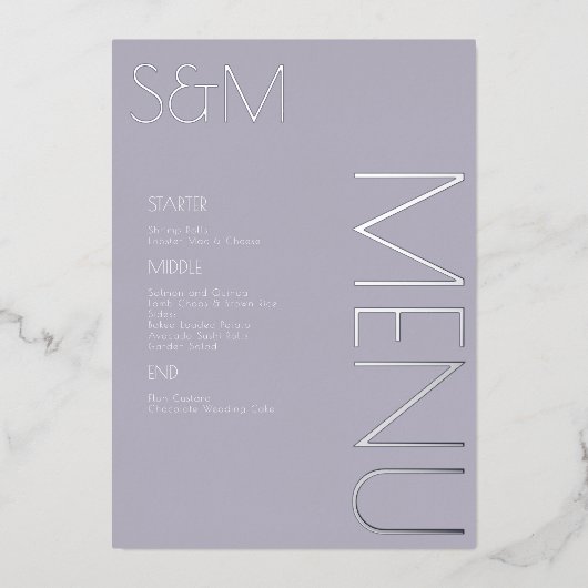 Vet Initiaal Weddenschap geperste Silver Menu-kaar Folie Uitnodiging (Voorkant)