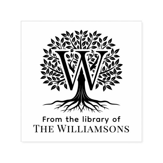 Vet Initial Over Boom des Levens Bibliotheeknaam # Zelfinktende Stempel (Design)