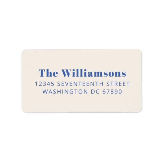 Vet Ivory Blue Typography Custom Return Address Etiket (Voorkant)