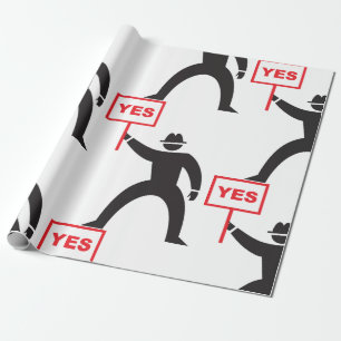 Vet Ja Teken Minimalistische Stick Figuur Protest Cadeaupapier