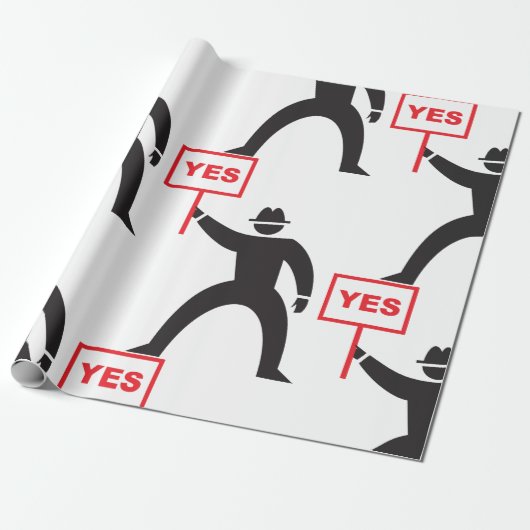Vet Ja Teken Minimalistische Stick Figuur Protest Cadeaupapier (Uitgerold)