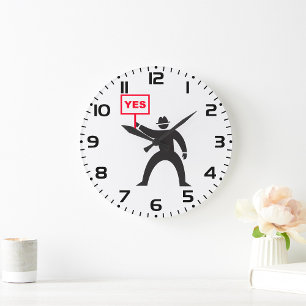 Vet Ja Teken Minimalistische Stick Figuur Protest Grote Klok