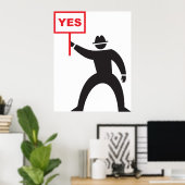 Vet Ja Teken Minimalistische Stick Figuur Protest Poster (Thuiskantoor)