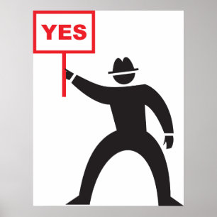 Vet Ja Teken Minimalistische Stick Figuur Protest Poster