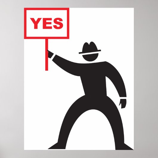 Vet Ja Teken Minimalistische Stick Figuur Protest Poster (Voorkant)